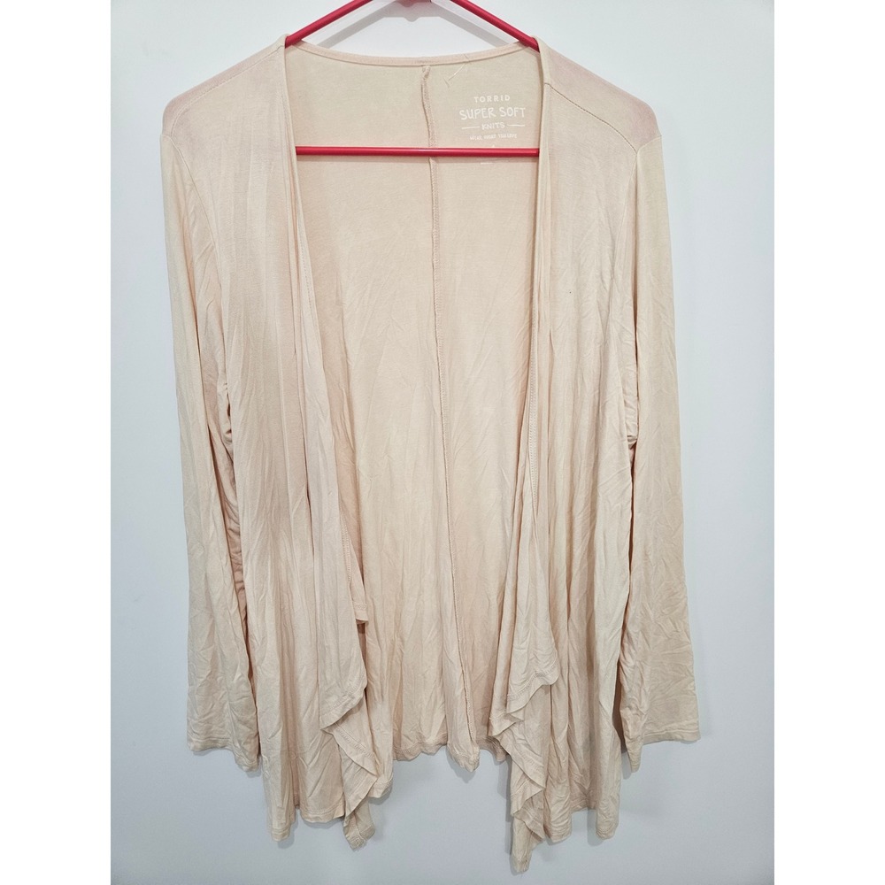 Torrid Super Soft Knits Peach Blush Draped Open Front Cardigan Size 1 Plus Size